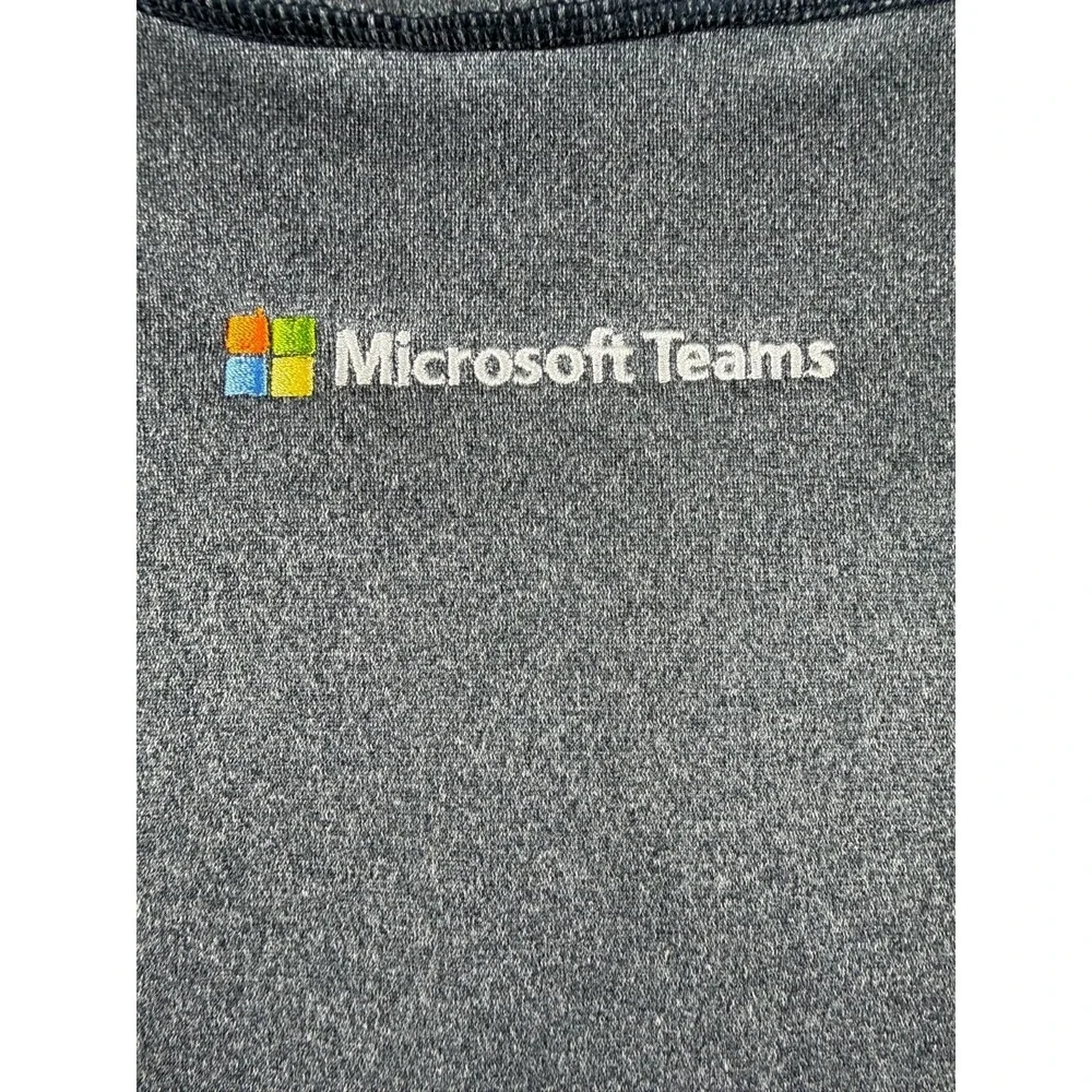North Face 1/4 Zip Performance Gray Long Sleeve Mens Large Microsoft Teams logo